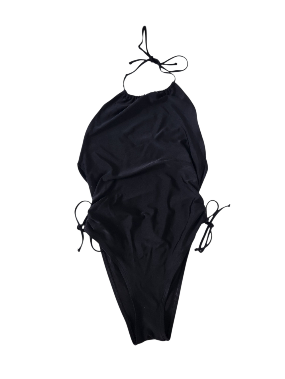 aerie Black Strappy Halter One-Piece Swimsuit Medium Bathing Suit